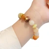 12MM large natural Xinjiang gold thread jade bracelet couple style ethnic style round bead hanging cat paw sandalwood bracelet wholesale Item Picture